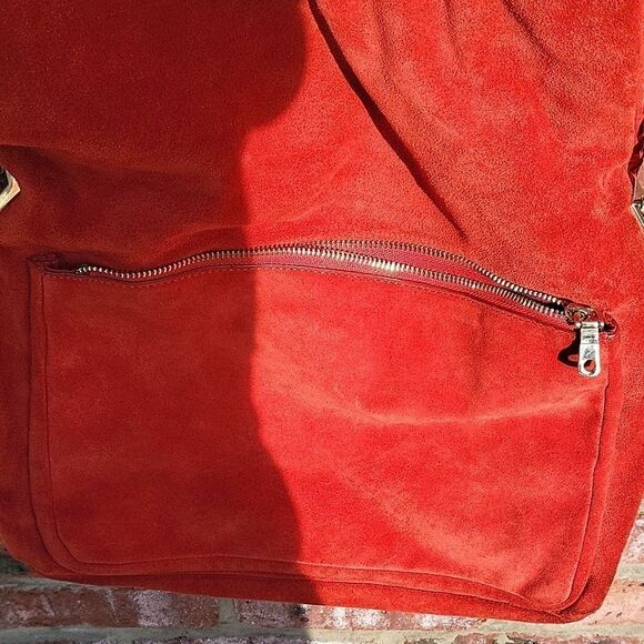 ZARA Red Suede Studded Shoulder Bag - Picture 4 of 10